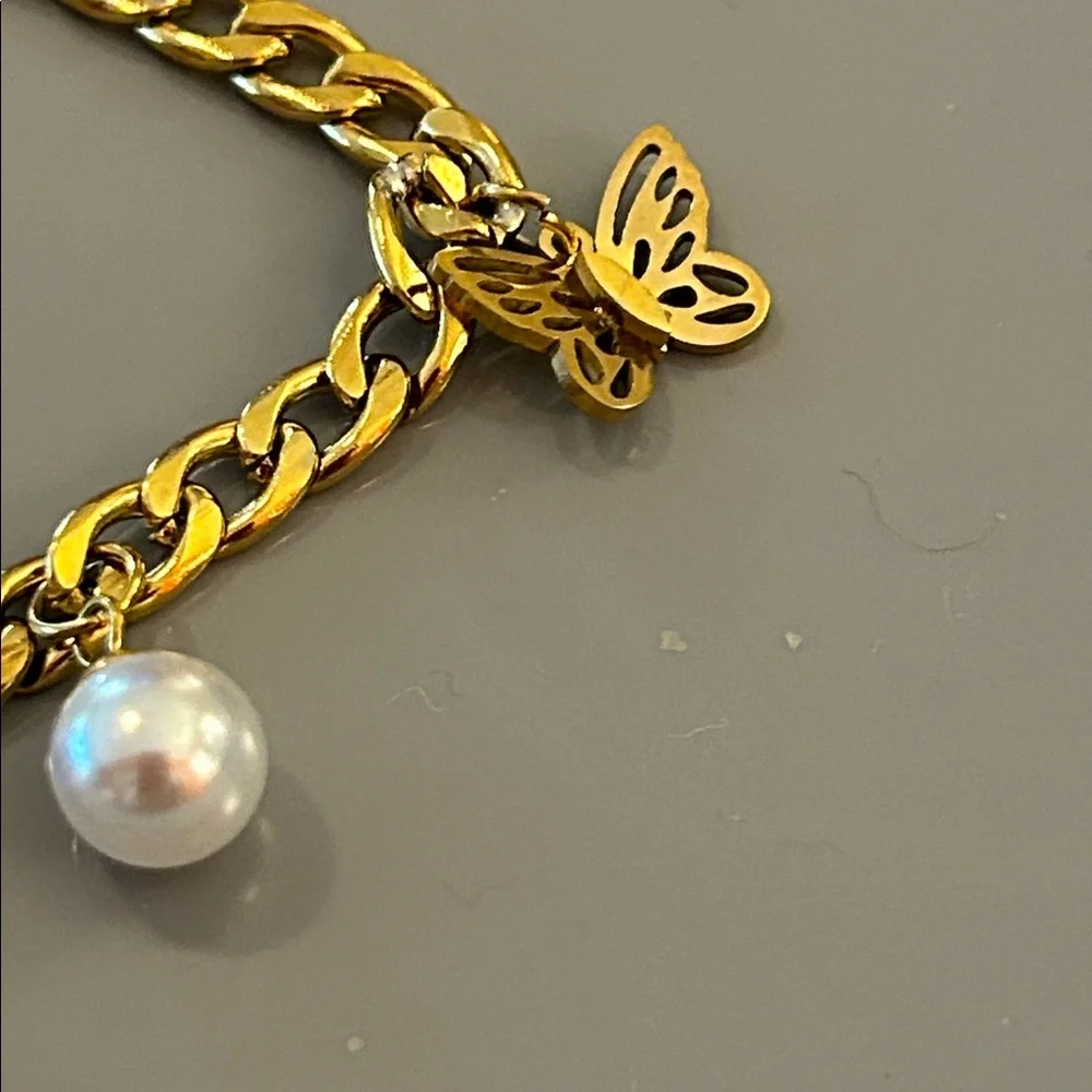 Gold Butterfly Charm Bracelet